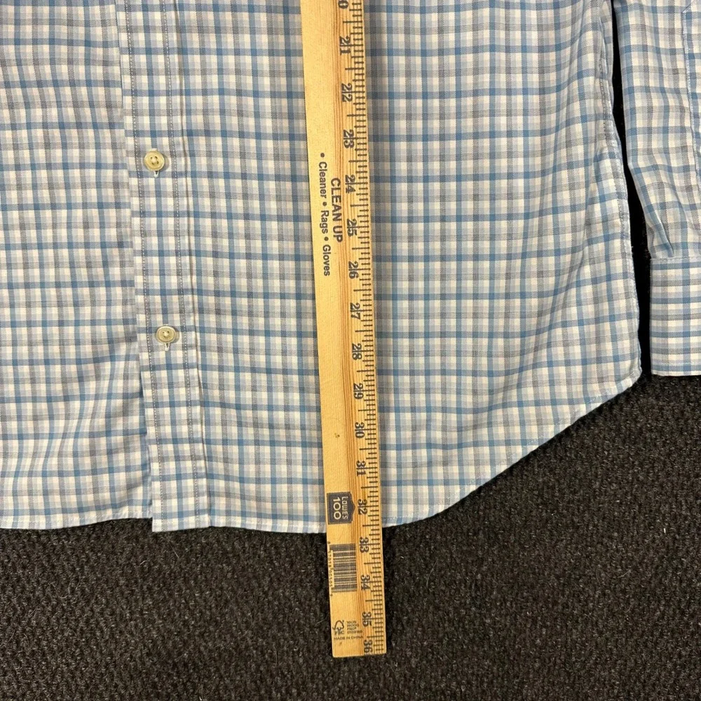 Banana Republic Dress Shirt Mens XL Slim Fit Blue White Gingham Check Non Iron